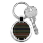 Dark Rust Red and Green Stripes Pattern Key Chain (Round) Front