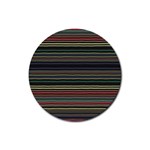 Dark Rust Red and Green Stripes Pattern Rubber Round Coaster (4 pack)  Front