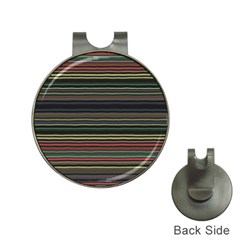 Dark Rust Red And Green Stripes Pattern Hat Clips With Golf Markers by SpinnyChairDesigns