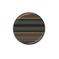 Dark Rust Red And Green Stripes Pattern Hat Clip Ball Marker by SpinnyChairDesigns