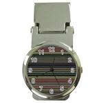 Dark Rust Red and Green Stripes Pattern Money Clip Watches Front