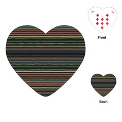 Dark Rust Red And Green Stripes Pattern Playing Cards Single Design (heart) by SpinnyChairDesigns