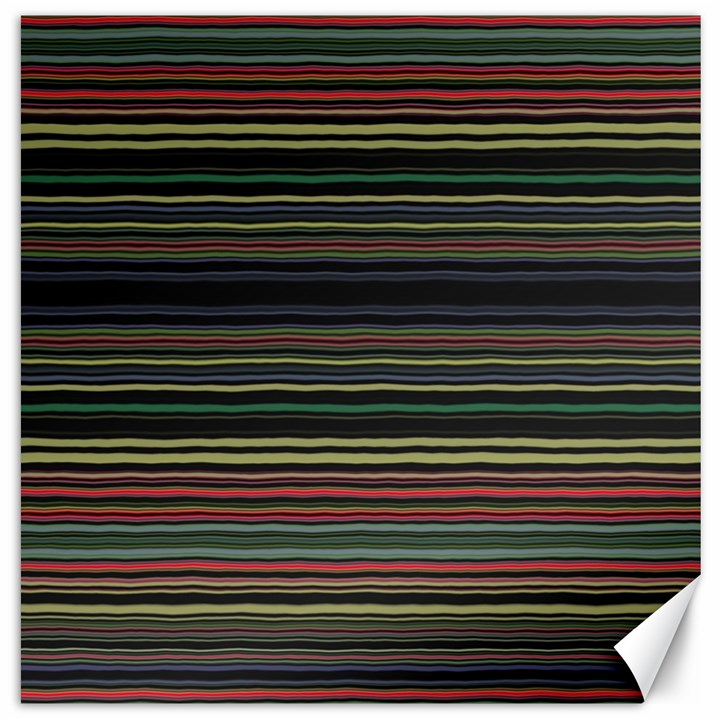 Dark Rust Red and Green Stripes Pattern Canvas 16  x 16 