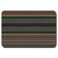 Dark Rust Red And Green Stripes Pattern Large Doormat  by SpinnyChairDesigns