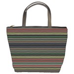 Dark Rust Red and Green Stripes Pattern Bucket Bag Front