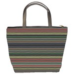 Dark Rust Red and Green Stripes Pattern Bucket Bag Back