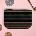 Dark Rust Red and Green Stripes Pattern Mini Coin Purse Front