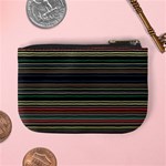 Dark Rust Red and Green Stripes Pattern Mini Coin Purse Back