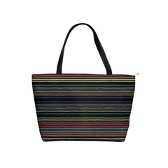 Dark Rust Red And Green Stripes Pattern Classic Shoulder Handbag by SpinnyChairDesigns