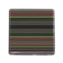 Dark Rust Red And Green Stripes Pattern Memory Card Reader (square 5 Slot) by SpinnyChairDesigns