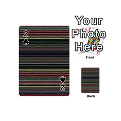 Dark Rust Red And Green Stripes Pattern Playing Cards 54 Designs (mini) by SpinnyChairDesigns