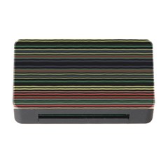 Dark Rust Red And Green Stripes Pattern Memory Card Reader With Cf by SpinnyChairDesigns