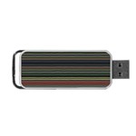 Dark Rust Red and Green Stripes Pattern Portable USB Flash (One Side) Front