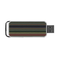 Dark Rust Red And Green Stripes Pattern Portable Usb Flash (two Sides) by SpinnyChairDesigns