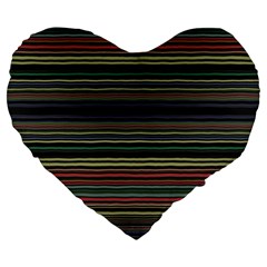 Dark Rust Red And Green Stripes Pattern Large 19  Premium Heart Shape Cushions by SpinnyChairDesigns