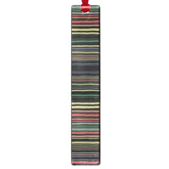 Dark Rust Red And Green Stripes Pattern Large Book Marks by SpinnyChairDesigns