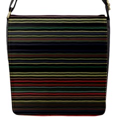 Dark Rust Red And Green Stripes Pattern Flap Closure Messenger Bag (s) by SpinnyChairDesigns