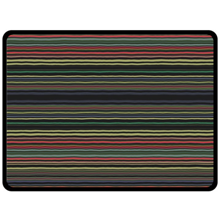 Dark Rust Red and Green Stripes Pattern Double Sided Fleece Blanket (Large) 