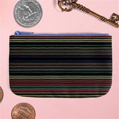 Dark Rust Red And Green Stripes Pattern Large Coin Purse by SpinnyChairDesigns