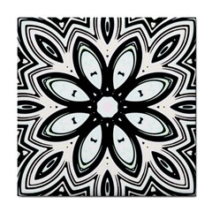 Black And White Floral Print Pattern Tile Coaster by SpinnyChairDesigns