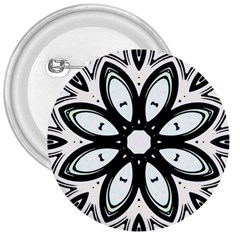 Black And White Floral Print Pattern 3  Buttons by SpinnyChairDesigns