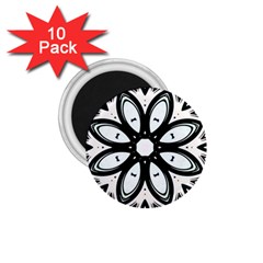 Black And White Floral Print Pattern 1 75  Magnets (10 Pack)  by SpinnyChairDesigns