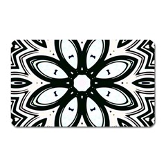 Black And White Floral Print Pattern Magnet (rectangular) by SpinnyChairDesigns