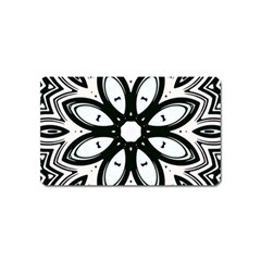 Black And White Floral Print Pattern Magnet (name Card) by SpinnyChairDesigns