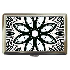 Black And White Floral Print Pattern Cigarette Money Case by SpinnyChairDesigns