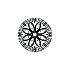 Black And White Floral Print Pattern Golf Ball Marker by SpinnyChairDesigns