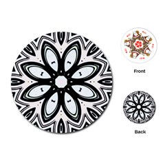 Black And White Floral Print Pattern Playing Cards Single Design (round) by SpinnyChairDesigns