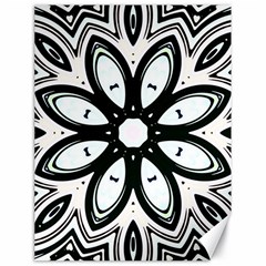 Black And White Floral Print Pattern Canvas 18  X 24  by SpinnyChairDesigns