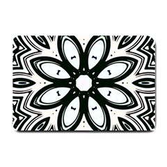 Black And White Floral Print Pattern Small Doormat  by SpinnyChairDesigns