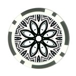 Black and White Floral Print Pattern Poker Chip Card Guard Front