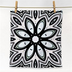 Black And White Floral Print Pattern Face Towel by SpinnyChairDesigns