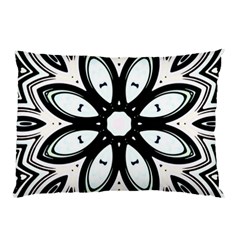 Black And White Floral Print Pattern Pillow Case by SpinnyChairDesigns