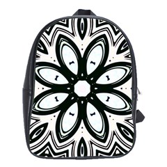 Black And White Floral Print Pattern School Bag (large) by SpinnyChairDesigns