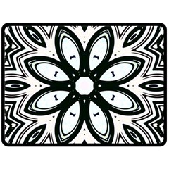 Black And White Floral Print Pattern Fleece Blanket (large)  by SpinnyChairDesigns