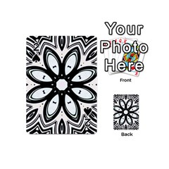 Black And White Floral Print Pattern Playing Cards 54 Designs (mini) by SpinnyChairDesigns