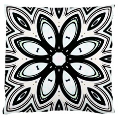 Black And White Floral Print Pattern Large Cushion Case (one Side) by SpinnyChairDesigns