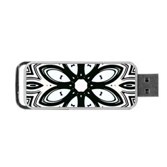 Black And White Floral Print Pattern Portable Usb Flash (one Side) by SpinnyChairDesigns