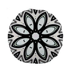 Black And White Floral Print Pattern Standard 15  Premium Round Cushions by SpinnyChairDesigns