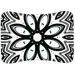 Black And White Floral Print Pattern Velour Seat Head Rest Cushion by SpinnyChairDesigns