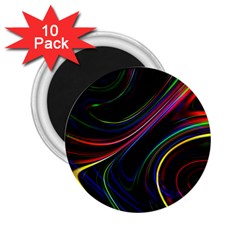 Neon Glow Lines On Black 2 25  Magnets (10 Pack)  by SpinnyChairDesigns