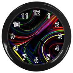 Neon Glow Lines On Black Wall Clock (black) by SpinnyChairDesigns