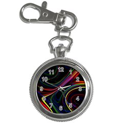 Neon Glow Lines On Black Key Chain Watches by SpinnyChairDesigns