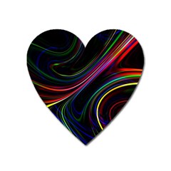 Neon Glow Lines On Black Heart Magnet by SpinnyChairDesigns