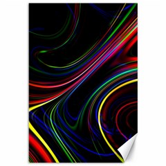 Neon Glow Lines On Black Canvas 12  X 18  by SpinnyChairDesigns