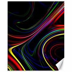 Neon Glow Lines On Black Canvas 16  X 20  by SpinnyChairDesigns