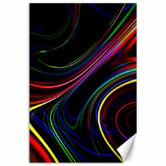 Neon Glow Lines On Black Canvas 24  X 36  by SpinnyChairDesigns